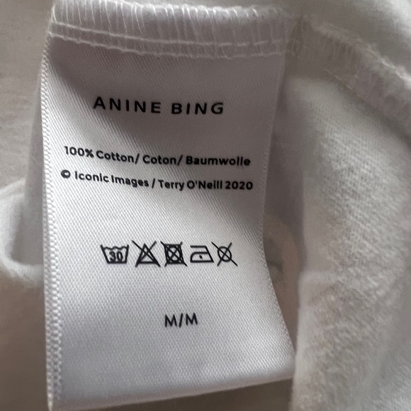 Anine Bing White Graphic Brigitte Bardot Smoking T-shirt Sz M - Picture 3 of 4